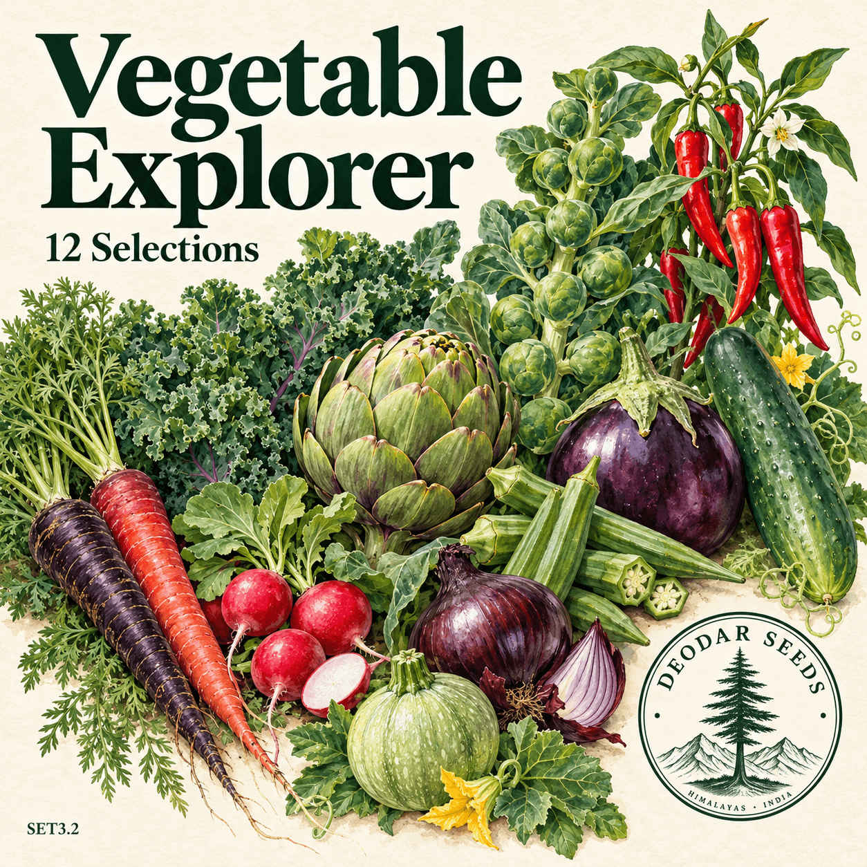 Vegetable Explorer Kit, 12 Seed Varieties