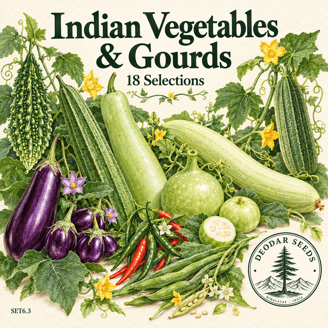 Indian Vegetable & Gourd Collection — 18 Seed Selections