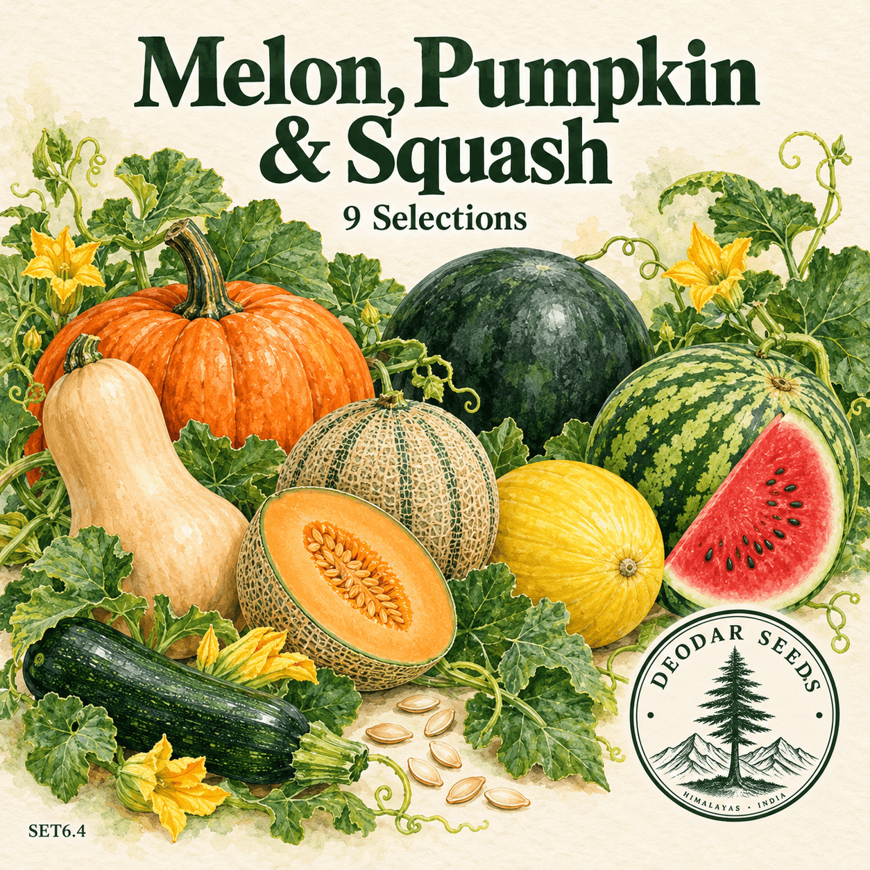 Melon, Pumpkin & Squash Collection — 9 Seed Selections