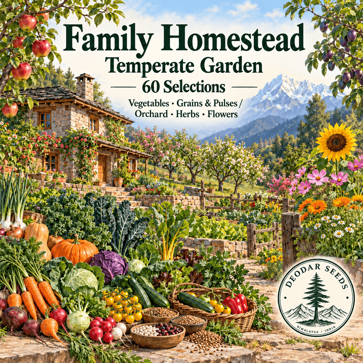 Family Homestead Seed Collection — Temperate Garden — 60 Selections