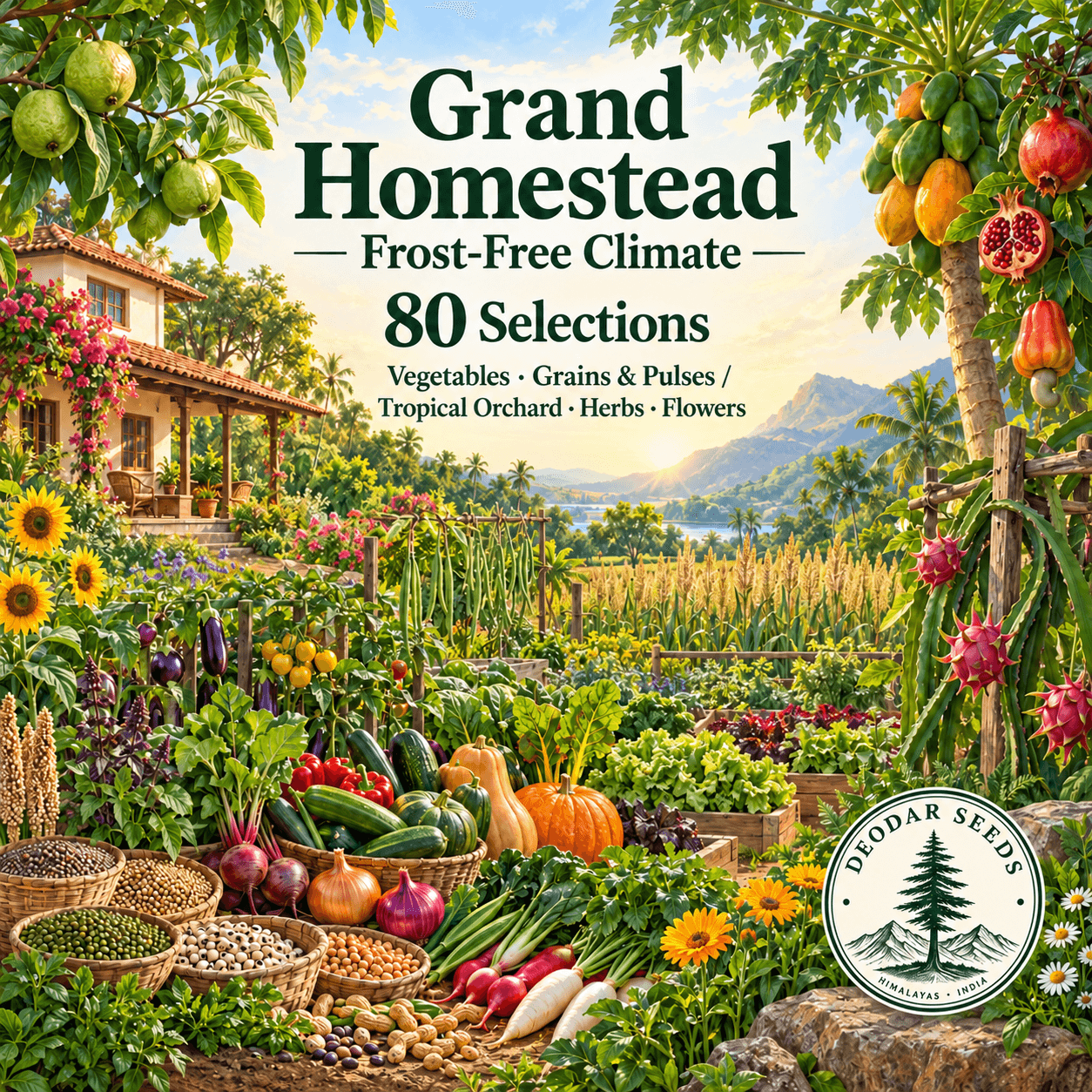 Grand Homestead Seed Collection — Frost-Free Climate — 80 Selections