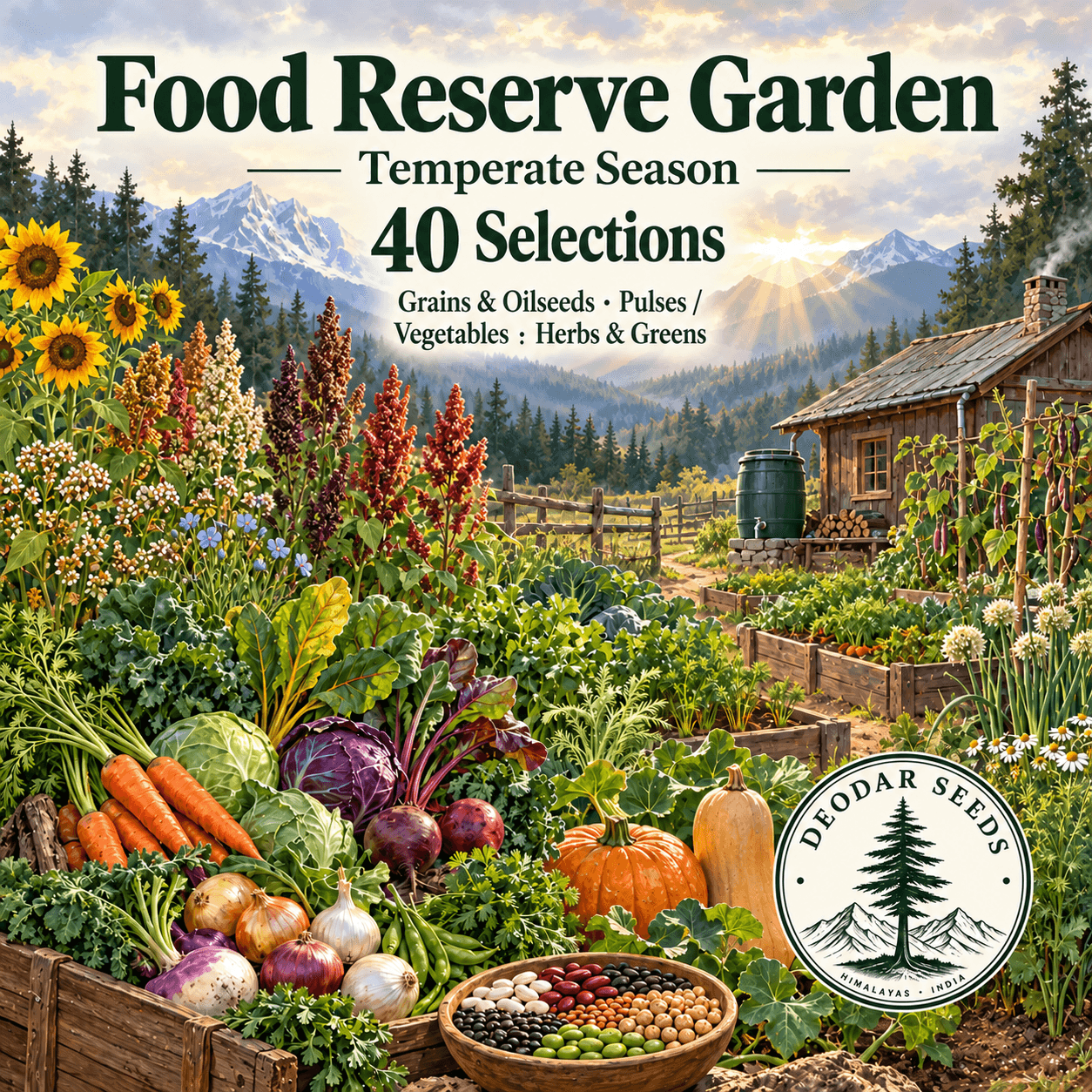 Food Reserve Garden Seed Collection — Temperate Season — 40 Selections