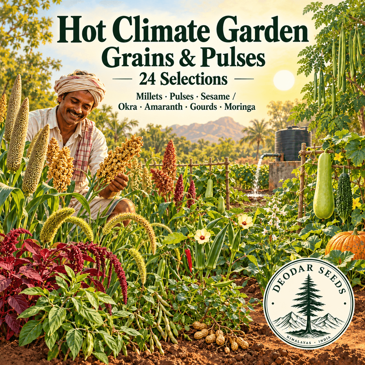 Hot Climate Seed Collection — Grains, Pulses & Garden — 24 Selections